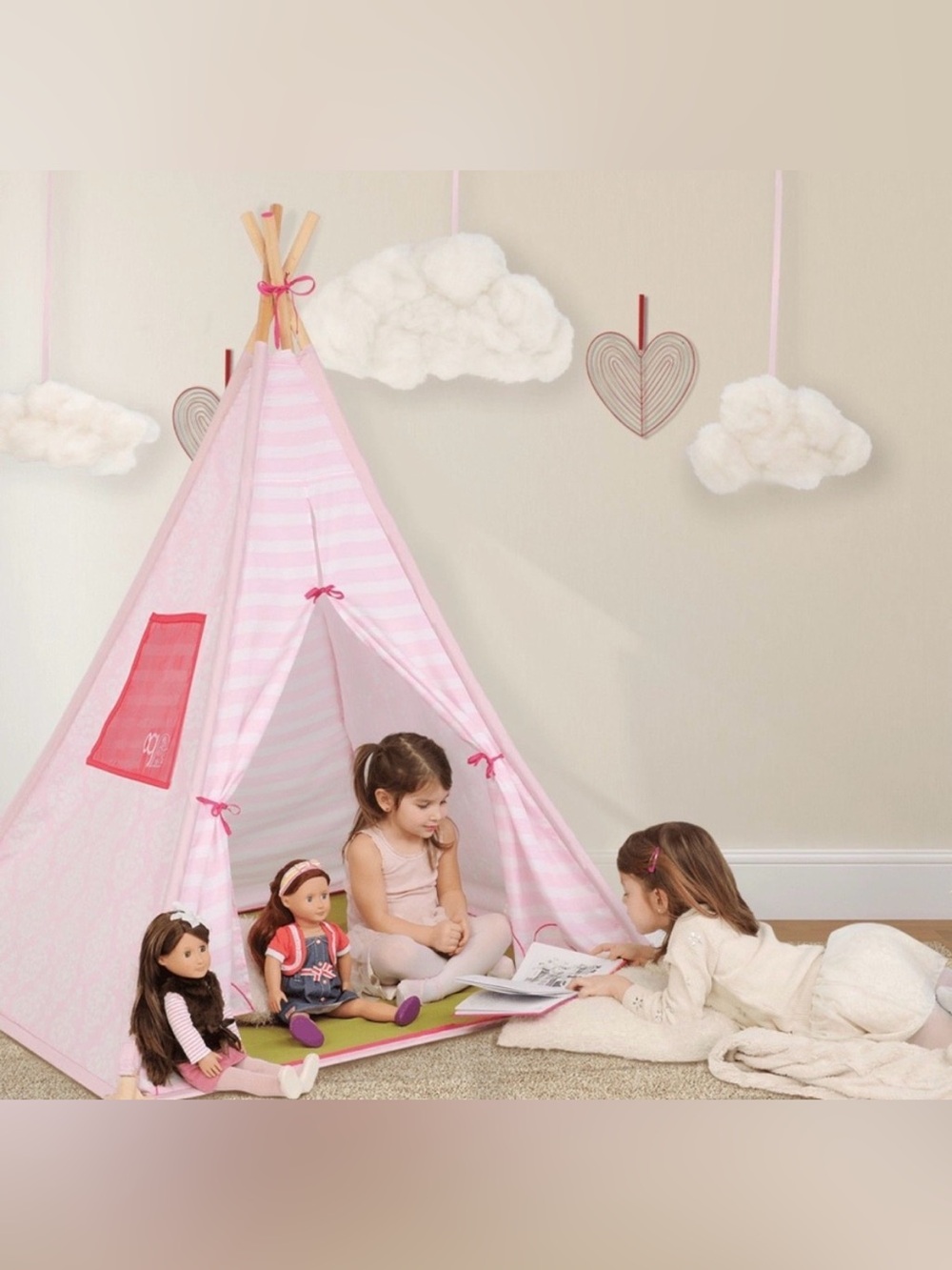 Pink Kids Play Teepee Tent - Lightweight Indoor Playhouse